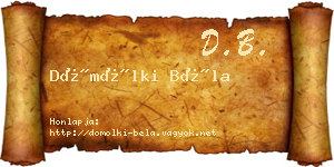Dömölki Béla névjegykártya